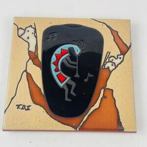 Teissedre Art Tile Kokopelli T.D.I. 6x6 Coaster Trivet Southwest Decor